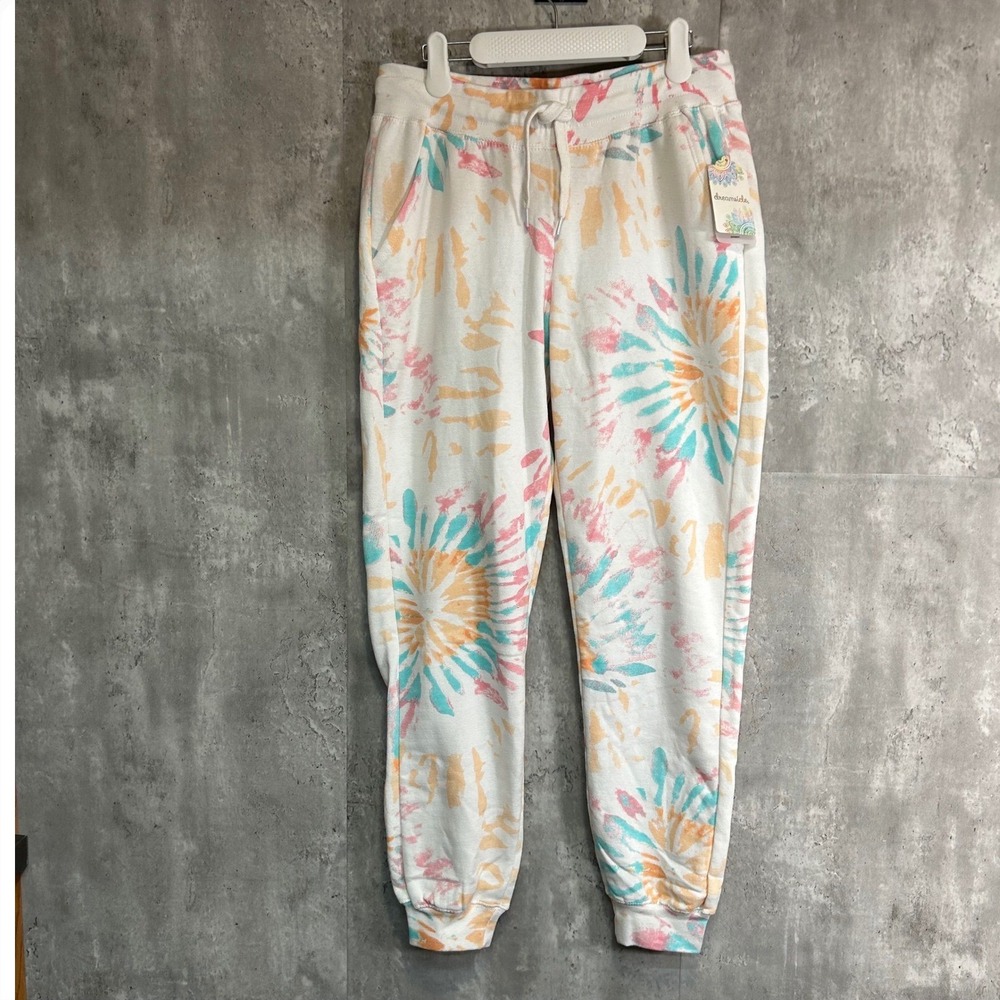 Dreamsicle Orange Bloom Tie Dye Joggers Fleece Pants Medium NWT LP5803 - Picture 1 of 7